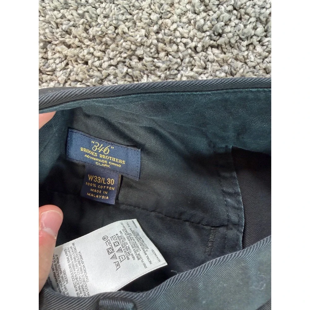 Brooks Brothers 346 Advantage Chino Clark Fit Black Cotton Pants Mens 33x30